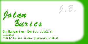 jolan burics business card